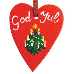 God Jul Heart Wooden Christmas Ornament