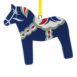 Blue Dala Horse Wooden Christmas Ornament