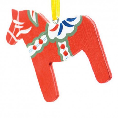 Swedish Red Dala Horse Wooden Christmas Ornament