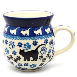 Polish Pottery Bubble Mug - 12 oz - Black Cat