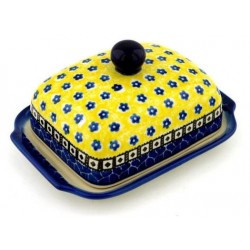 Polish Pottery Butter or Cheese Dish - Euro Style - Sunburst