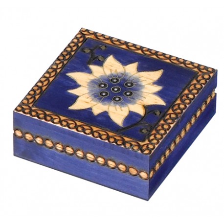 Polish Wooden Box Brass Inlay with Edelweiss