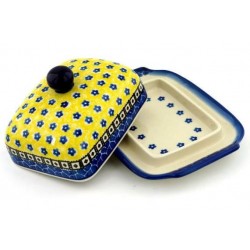 Polish Pottery Butter or Cheese Dish - Euro Style - Sunburst