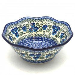 Wavy Bowl - 8" - Blue Pansies