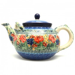 Polish Pottery Tea or Coffee Pot - 61 oz. - Glorious Garden - Unikat
