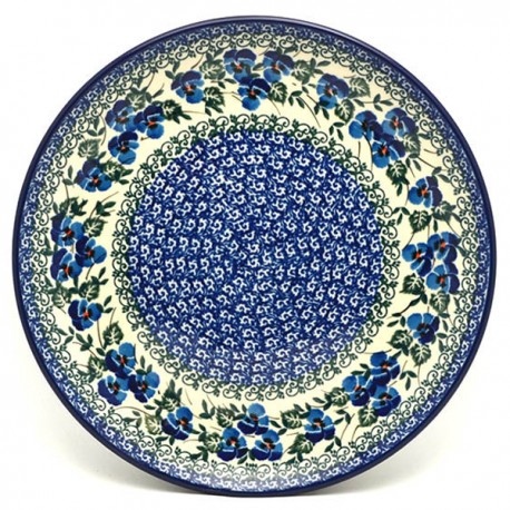 Polish Pottery Plate - 10" - Blue Pansies