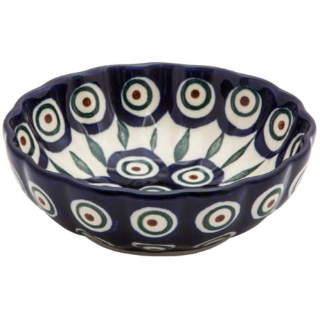 Polish Pottery Scalloped Bowl - 5" - Peacock