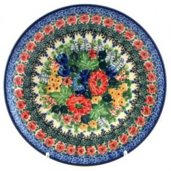 Polish Pottery Plate - 8" - Colorful Garden - Unikat