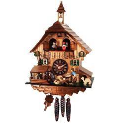 Engstler One-Day Mechanical Cuckoo Clock with Woodsman, Waterwheel, and Dancers
