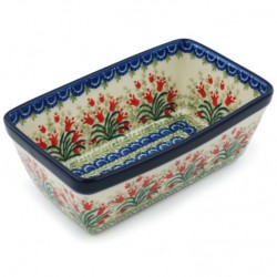 Polish Pottery Loaf Baker - 8" - Crimson Bells