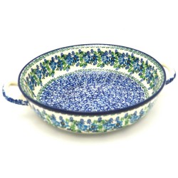 Polish Pottery Round Baker - 10" - Wild Indigo