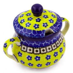 Polish Pottery Sugar Bowl with Lid - Sunburst