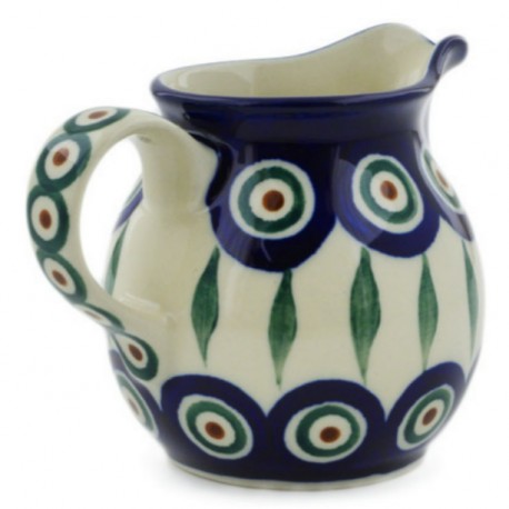 Polish Pottery Cream Pitcher - Peacock