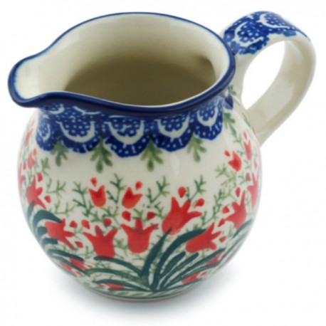 Polish Pottery Cream Pitcher - Crimson Bells
