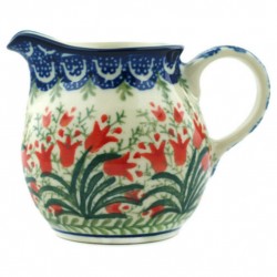 Polish Pottery Cream Pitcher - Crimson Bells