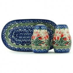 Polish Pottery Salt and Pepper Set - Crimson Bells