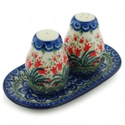 Polish Pottery Salt and Pepper Set - Crimson Bells