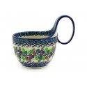 Polish Pottery Bowl 4" with Handle Burgundy Berry
