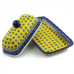 Polish Pottery Butter Dish - American Style - Sunburst