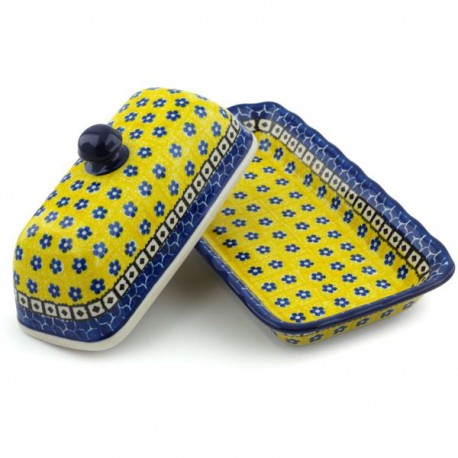 Polish Pottery Butter Dish - American Style - Sunburst