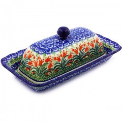 Polish Pottery Butter Dish - American Style - Crimson Bells