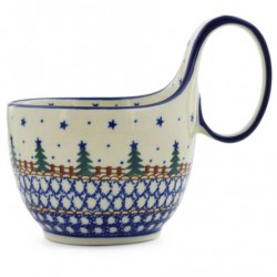 Polish Pottery Bowl - 4" with Handle - Pines