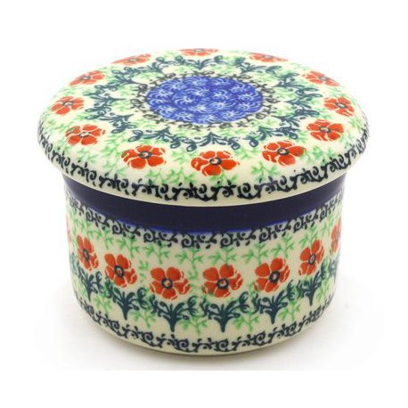 Polish Pottery Butter Crock - French Style - Maraschino