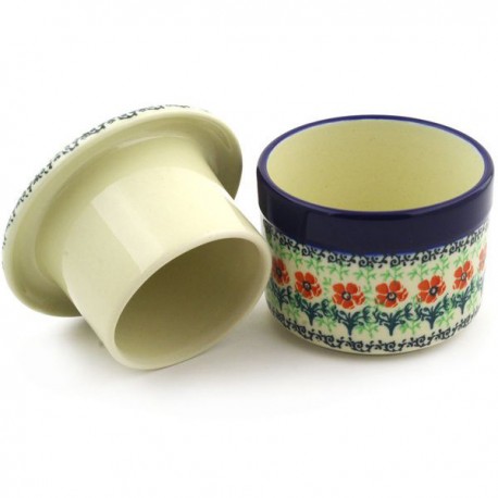 Polish Pottery Butter Crock - French Style - Maraschino