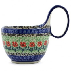 Polish Pottery Bowl - 4" with Handle - Maraschino