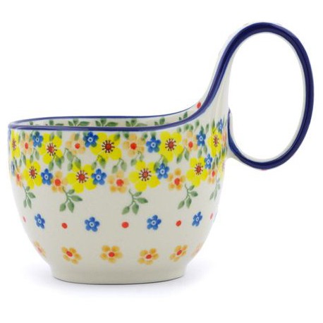 Polish Pottery Bowl - 4" with Handle - Buttercup