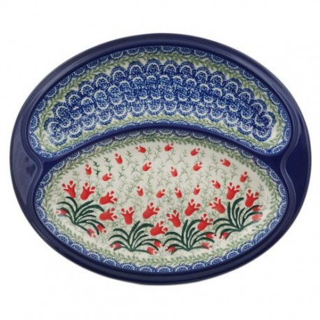 Polish Pottery Divided Plate - Crimson Bells