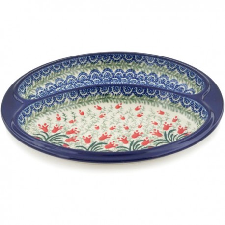 Polish Pottery Divided Plate - Crimson Bells