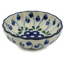 Polish Pottery Scalloped Bowl - 5" - Bleeding Heart