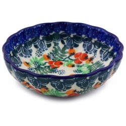 Polish Pottery Scalloped Bowl - 5" - Red Berries