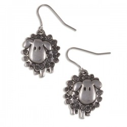 Pewter Sheep Drop Earrings