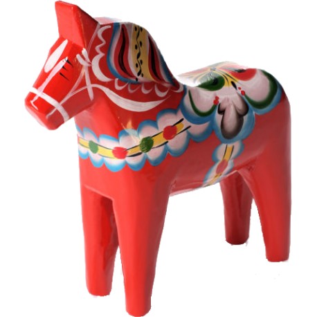 Wooden Dala Horse Figurine - Red - 5" - Made in Sweden