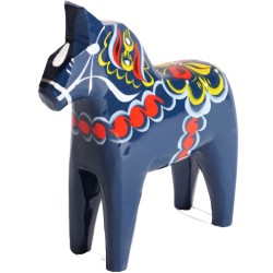 Wooden Dala Horse Figurine - Blue - 4" - Made in Sweden