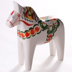 Wooden Dala Horse Figurine - White - 4"