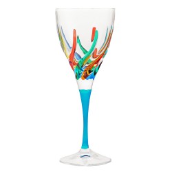 Italian Wine Glass - Multicolor with Turquoise Stem