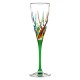 Italian Champagne Glass - Multicolor with Green Stem