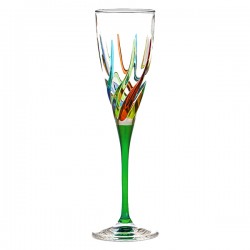 Italian Champagne Glass - Multicolor with Green Stem