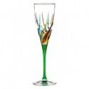 Italian Champagne Glass - Multicolor with Green Stem