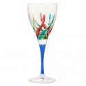 Italian Wine Glass - Multicolor with Blue Stem