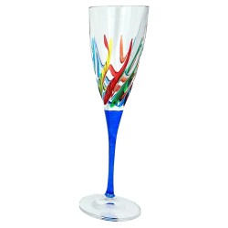 Italian Champagne Glass - Multicolor with Blue Stem