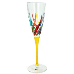 Italian Champagne Glass - Multicolor with Yellow Stem