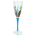 Italian Champagne Glass - Multicolor with Turquoise Stem