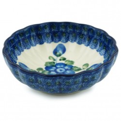 Polish Pottery Scalloped Bowl - 5" - Blue Poppy