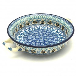 Polish Pottery Round Baker - 7" - Blue Ribbon