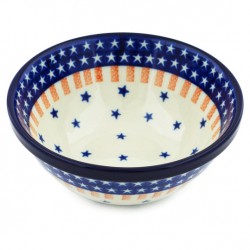 Polish Pottery Bowl - 6.5" - Stars and Stripes