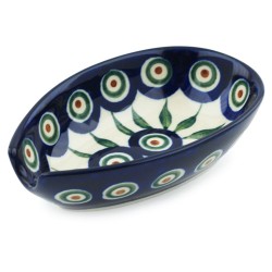 Polish Pottery Spoon Rest - 5" - Peacock